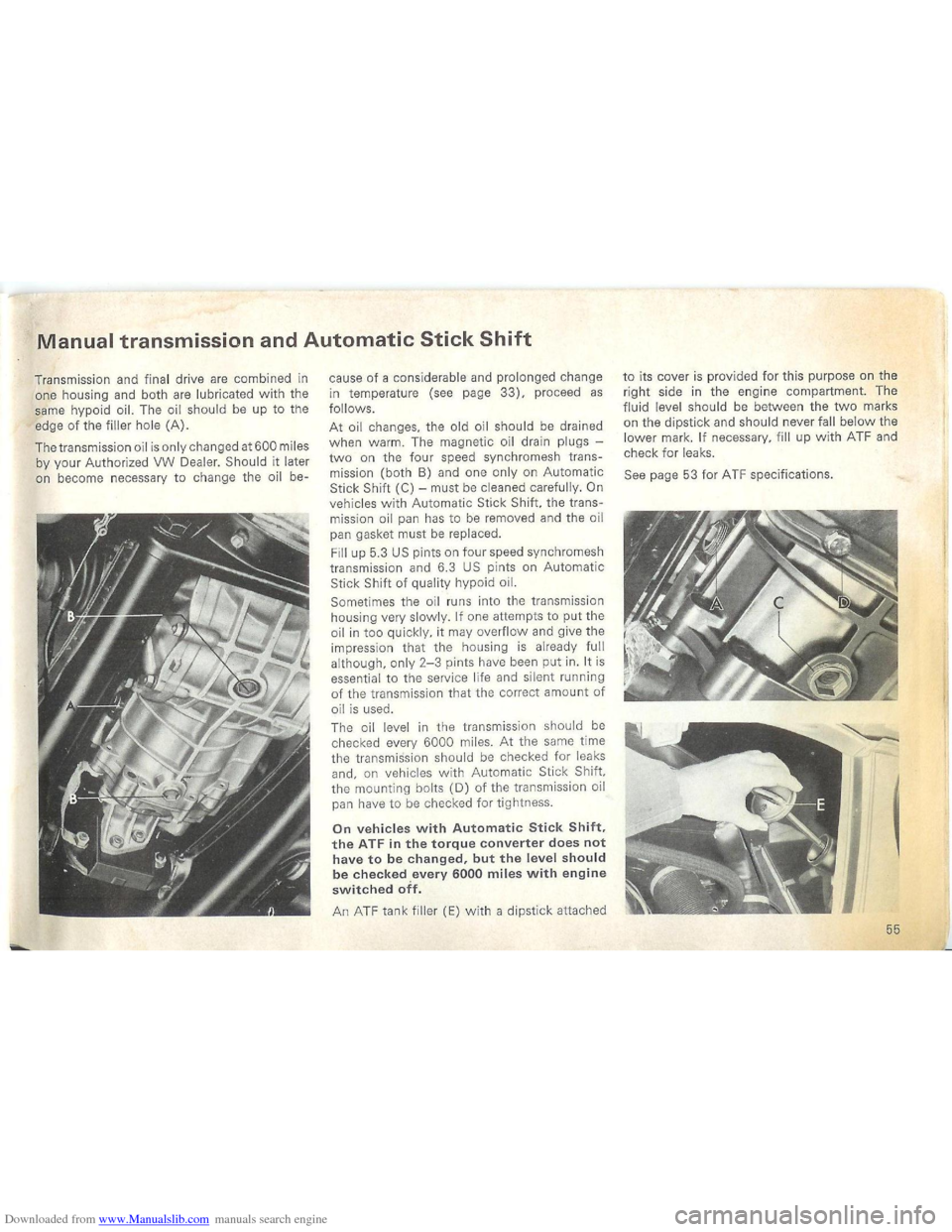 VOLKSWAGEN BEETLE 1970 1.G Owners Manual Downloaded from www.Manualslib.com manuals search engine   