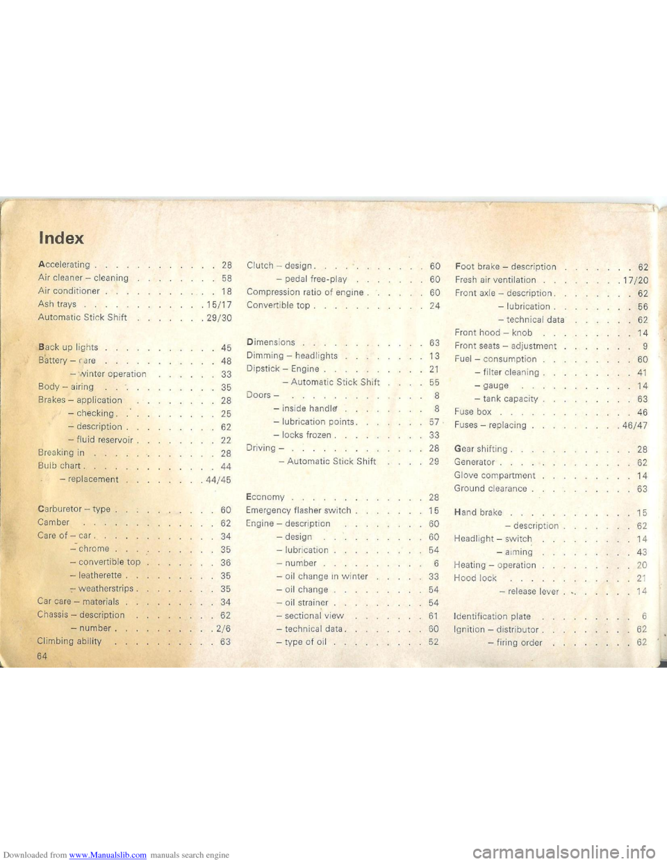 VOLKSWAGEN BEETLE 1970 1.G Owners Manual Downloaded from www.Manualslib.com manuals search engine   