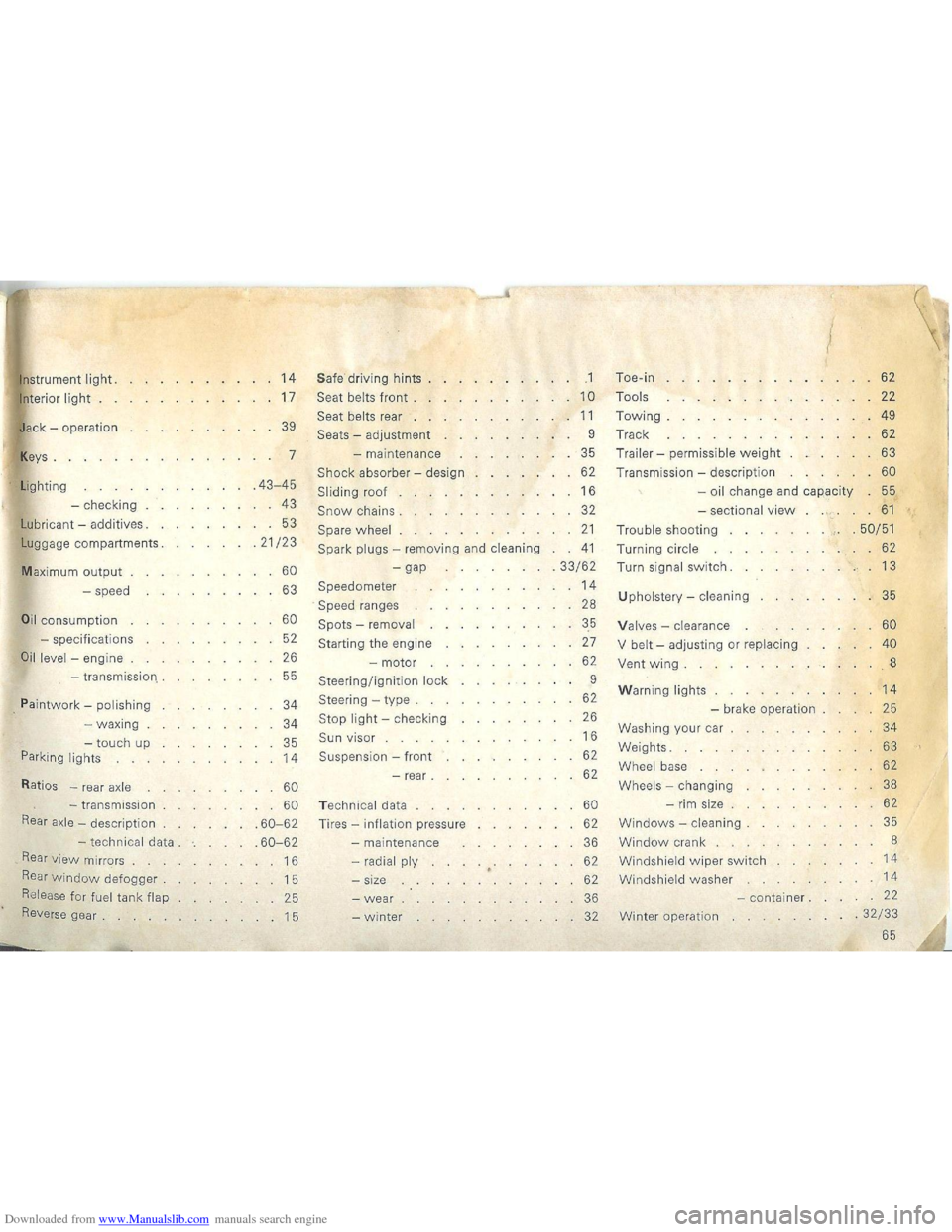 VOLKSWAGEN BEETLE 1970 1.G Owners Manual Downloaded from www.Manualslib.com manuals search engine   