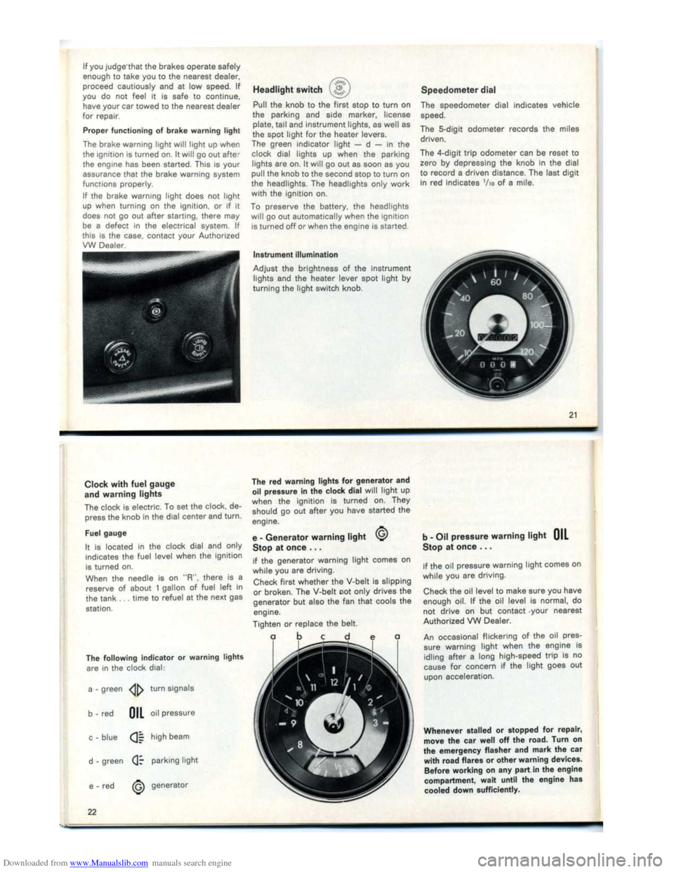 VOLKSWAGEN KARMANN GHIA 1973 1.G Owners Manual Downloaded from www.Manualslib.com manuals search engine   