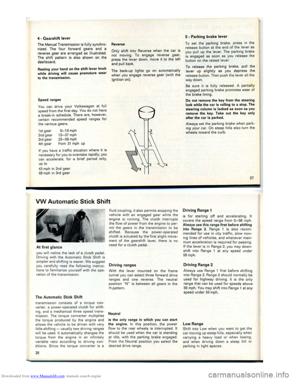 VOLKSWAGEN KARMANN GHIA 1973 1.G Owners Manual Downloaded from www.Manualslib.com manuals search engine   