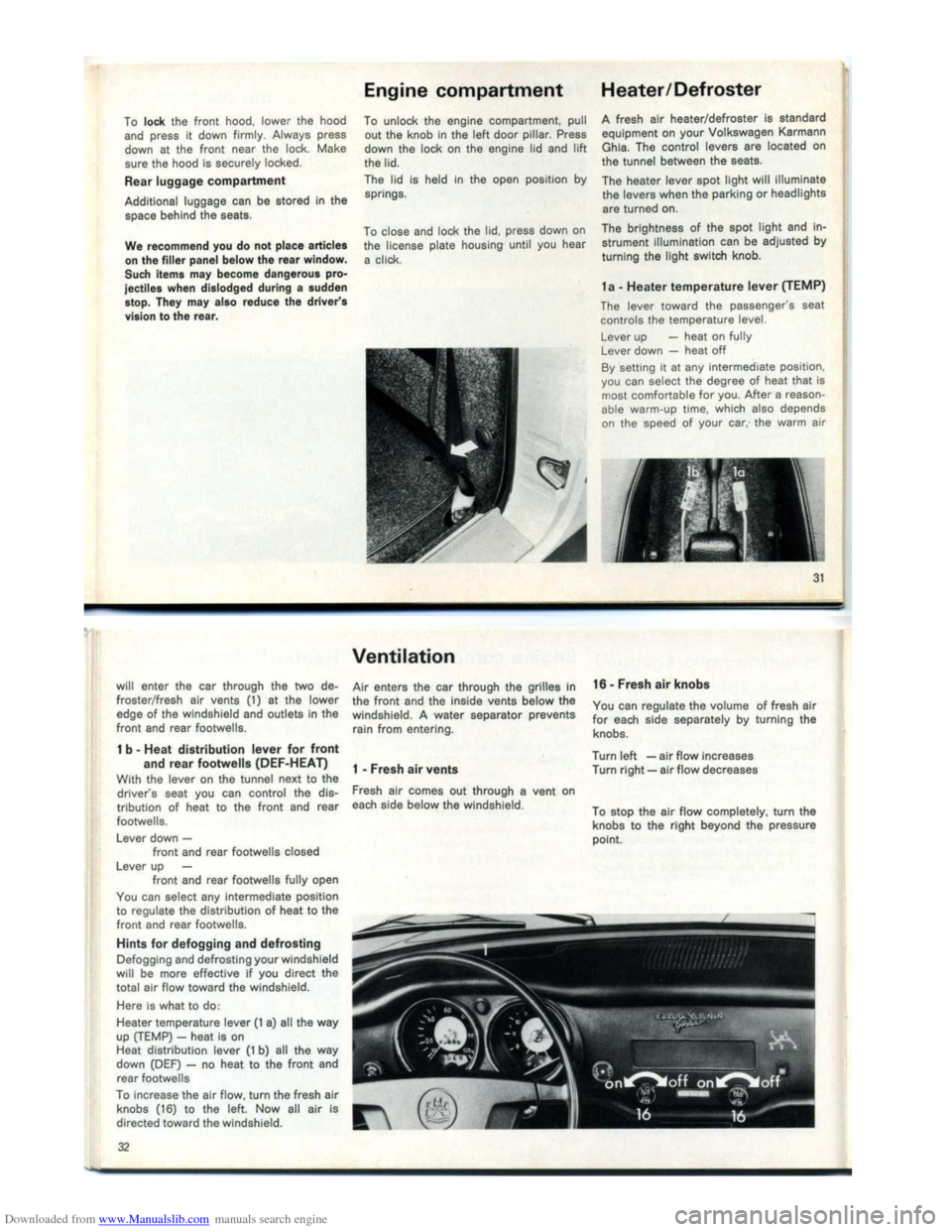 VOLKSWAGEN KARMANN GHIA 1973 1.G Owners Manual Downloaded from www.Manualslib.com manuals search engine   