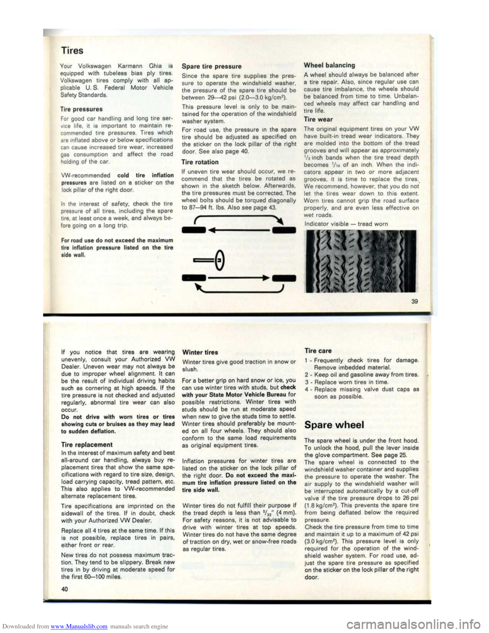 VOLKSWAGEN KARMANN GHIA 1973 1.G Owners Manual Downloaded from www.Manualslib.com manuals search engine   