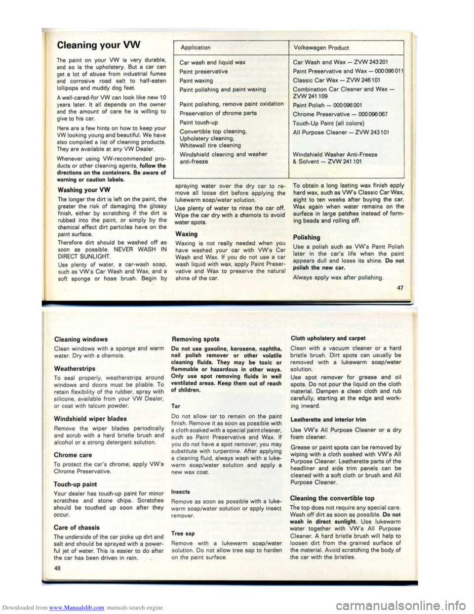 VOLKSWAGEN KARMANN GHIA 1973 1.G Owners Manual Downloaded from www.Manualslib.com manuals search engine   