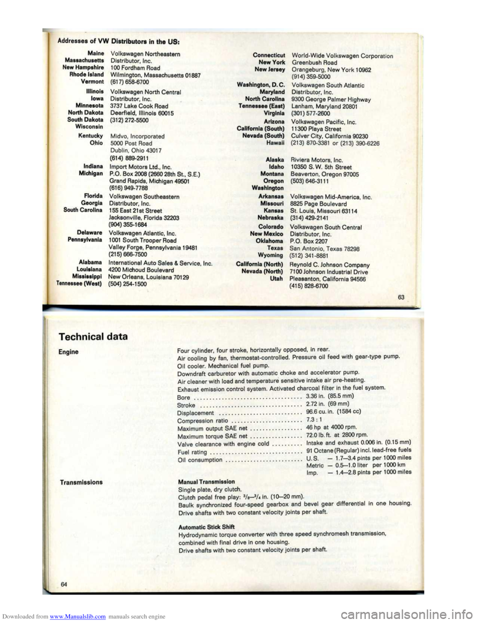 VOLKSWAGEN KARMANN GHIA 1973 1.G Owners Manual Downloaded from www.Manualslib.com manuals search engine   