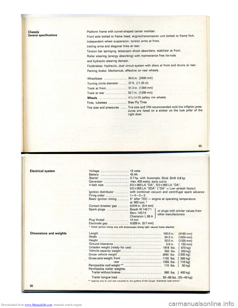 VOLKSWAGEN KARMANN GHIA 1973 1.G Owners Manual Downloaded from www.Manualslib.com manuals search engine   