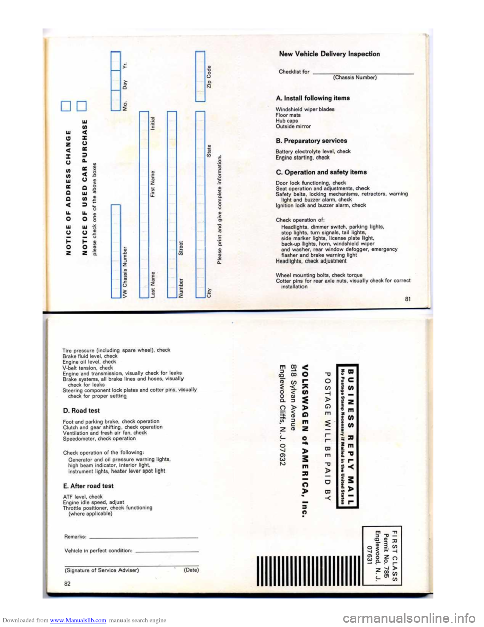 VOLKSWAGEN KARMANN GHIA 1973 1.G Owners Manual Downloaded from www.Manualslib.com manuals search engine   