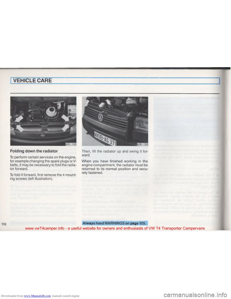 VOLKSWAGEN TRANSPORTER 1993 T4 / 4.G Owners Manual Downloaded from www.Manualslib.com manuals search engine j\036
\b
 
 
www.vwT4camper.info  - a  useful  website  for owners  and enthusiasts  of VW  T4 Transporter  Campervans   