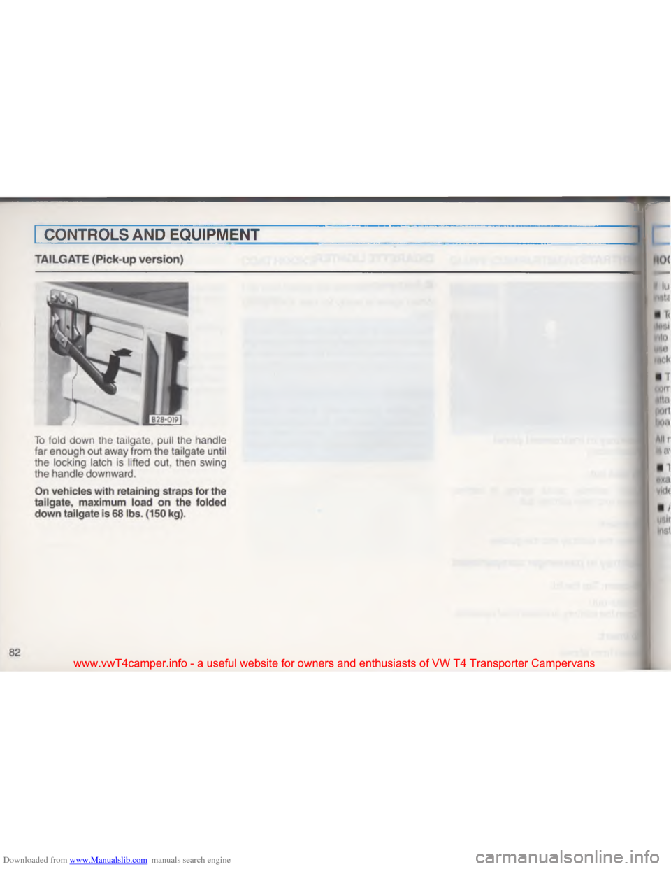 VOLKSWAGEN TRANSPORTER 1993 T4 / 4.G Owners Manual Downloaded from www.Manualslib.com manuals search engine \006
 
 
www.vwT4camper.info  - a  useful  website  for owners  and enthusiasts  of VW  T4 Transporter  Campervans   