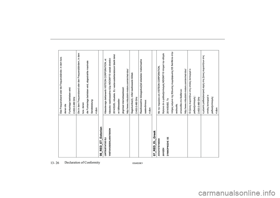 MITSUBISHI ASX 2020  Owners Manual (in English) �1�3�-� �2�6�2�*�$�(�2�0�(�1�D�e�c�l�a�r�a�t�i�o�n� �o�f� �C�o�n�f�o�r�m�i�t�y  