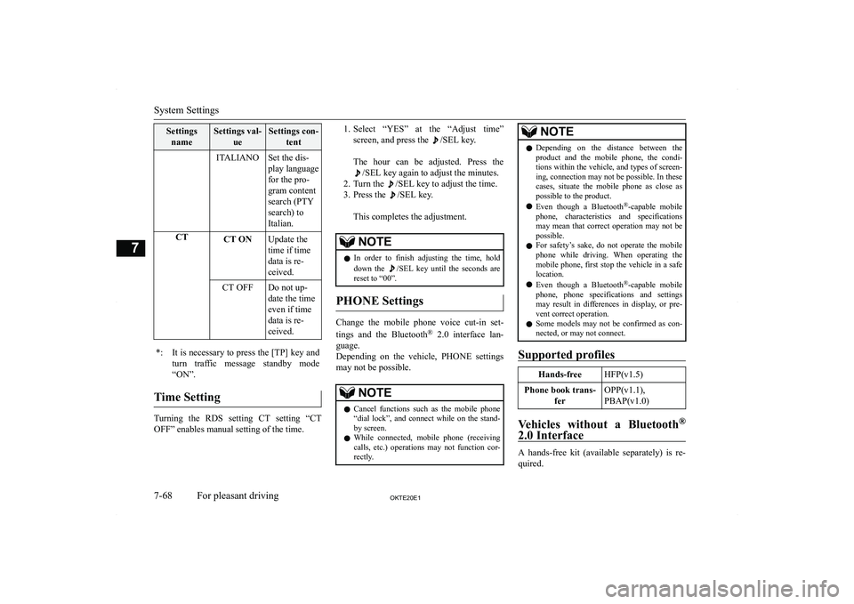 MITSUBISHI L200 2020  Owners Manual (in English) �S�e�t�t�i�n�g�s�n�a�m�e�S�e�t�t�i�n�g�s� �v�a�l�- �u�e�S�e�t�t�i�n�g�s� �c�o�n�-�t�e�n�t�I�T�A�L�I�A�N�O�S�e�t� �t�h�e� �d�i�s�-
�p�l�a�y� �l�a�n�g�u�a�g�e
�f�o�r� �t�h�e� �p�r�o�-
�g�r�a�m� �c�o�n�t