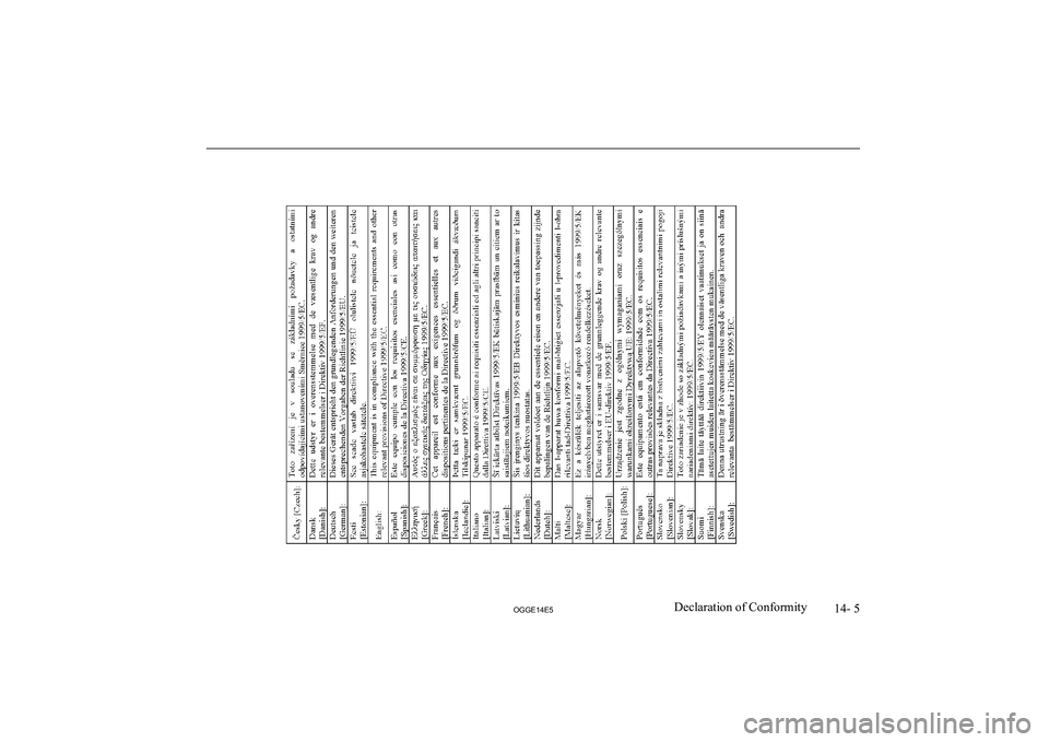 MITSUBISHI OUTLANDER PHEV 2014  Owners Manual (in English) 14- 5
OGGE14E5Declaration of Conformity   