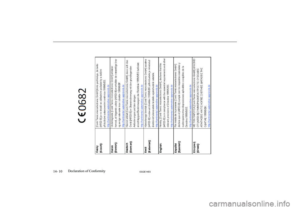MITSUBISHI OUTLANDER PHEV 2014  Owners Manual (in English) 14- 10OGGE14E5Declaration of Conformity   