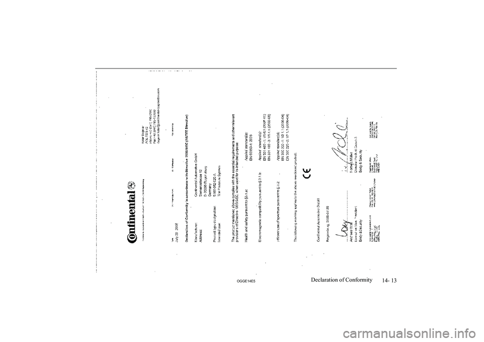 MITSUBISHI OUTLANDER PHEV 2014  Owners Manual (in English) 14- 13
OGGE14E5Declaration of Conformity   