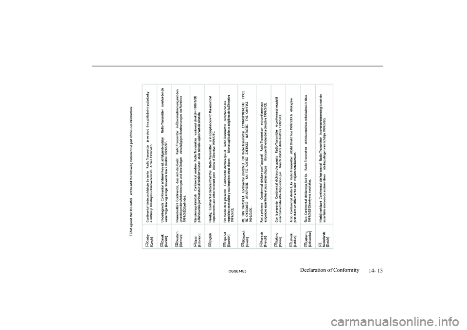 MITSUBISHI OUTLANDER PHEV 2014  Owners Manual (in English) 14- 15
OGGE14E5Declaration of Conformity   