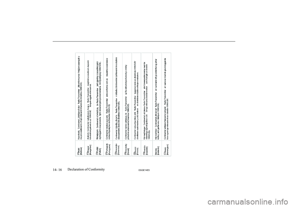 MITSUBISHI OUTLANDER PHEV 2014  Owners Manual (in English) 14- 16OGGE14E5Declaration of Conformity   