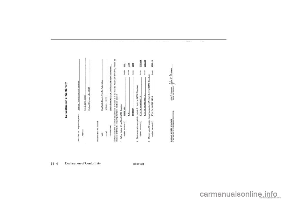 MITSUBISHI OUTLANDER PHEV 2018  Owners Manual (in English) 14- 4OGGE18E1Declaration of Conformity   