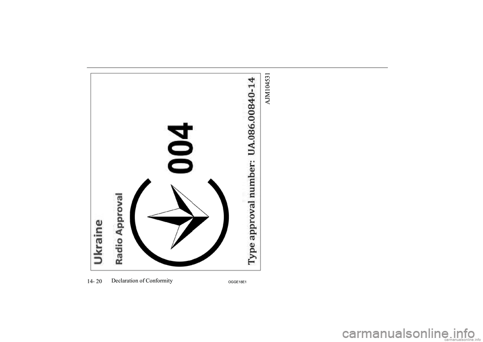 MITSUBISHI OUTLANDER PHEV 2018  Owners Manual (in English) 14- 20OGGE18E1Declaration of Conformity     