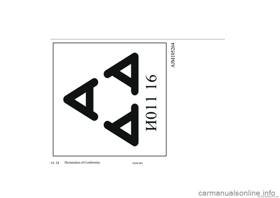 MITSUBISHI OUTLANDER PHEV 2018  Owners Manual (in English) 14- 24OGGE18E1Declaration of Conformity    
