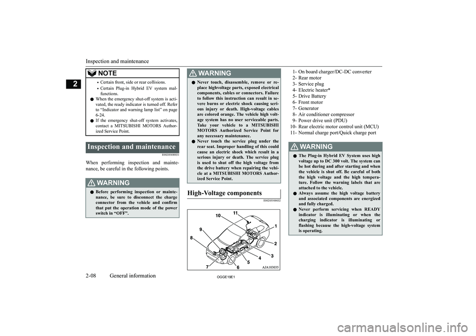 MITSUBISHI OUTLANDER PHEV 2019  Owners Manual (in English) �N�O�T�E�