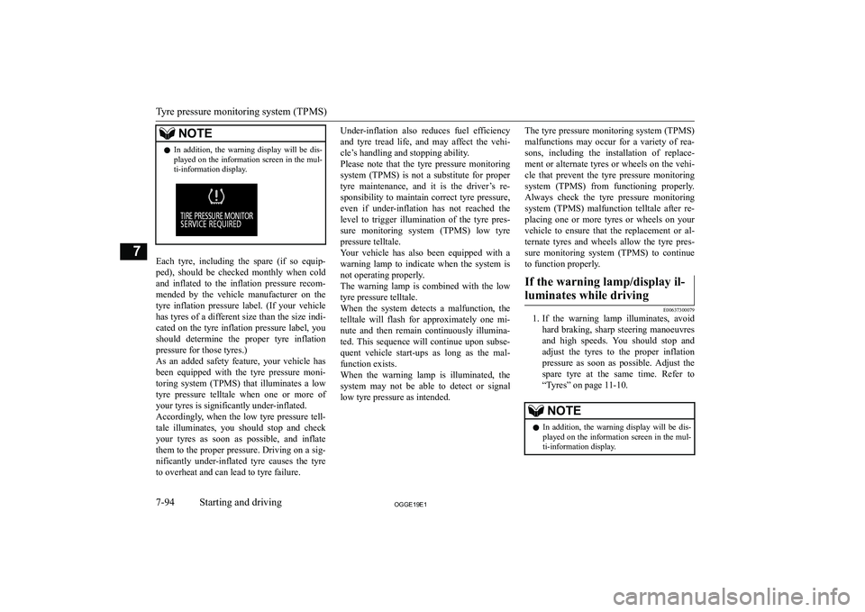 MITSUBISHI OUTLANDER PHEV 2019  Owners Manual (in English) �N�O�T�E�z�I�n�  �a�d�d�i�t�i�o�n�,�  �t�h�e�  �w�a�r�n�i�n�g�  �d�i�s�p�l�a�y�  �w�i�l�l�  �b�e�  �d�i�s�-
�p�l�a�y�e�d� �o�n� �t�h�e� �i�n�f�o�r�m�a�t�i�o�n� �s�c�r�e�e�n� �i�n� �t�h�e� �m�u�l�-
�t�