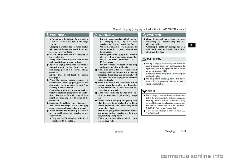 MITSUBISHI OUTLANDER PHEV 2019  Owners Manual (in English) �:�A�R�N�,�N�G�