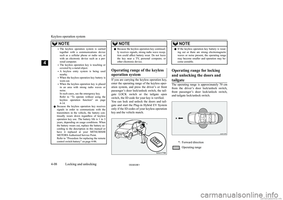 MITSUBISHI OUTLANDER PHEV 2020  Owners Manual (in English) �N�O�T�E�