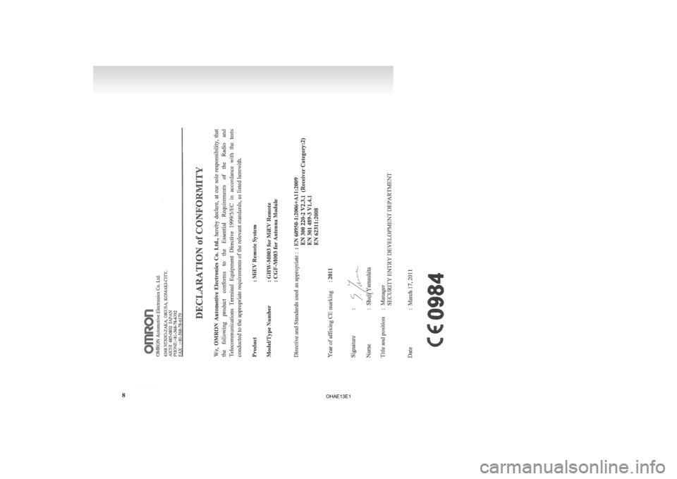 MITSUBISHI iMiEV 2013  Owners Manual (in English) 8
OHAE13E1  