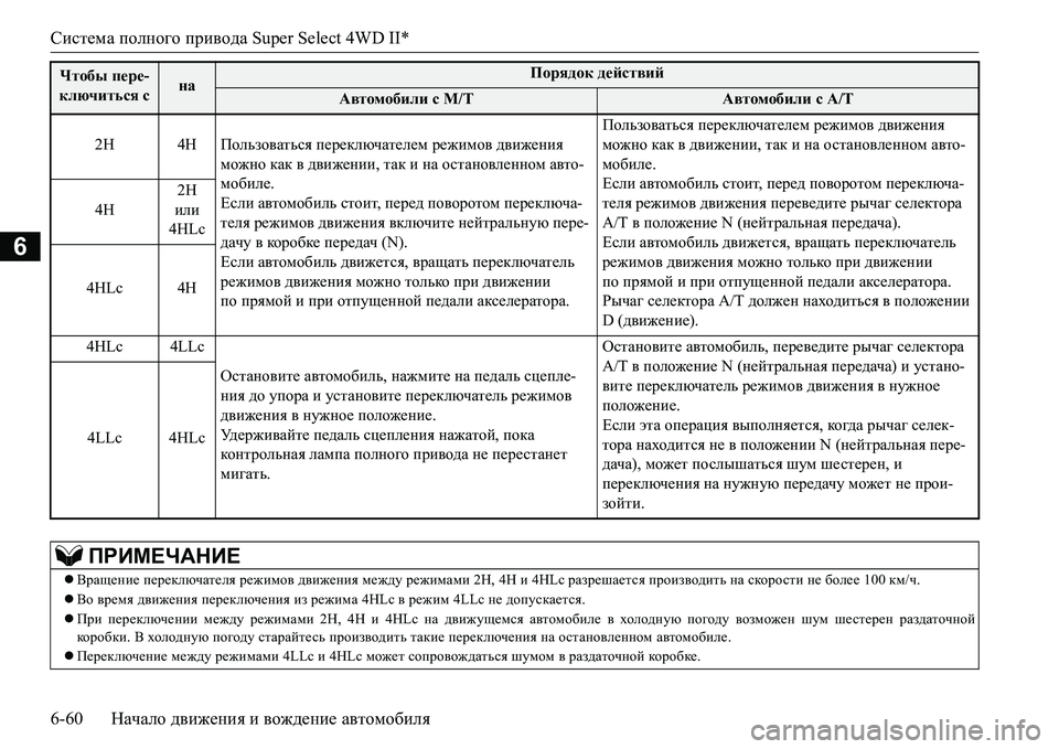MITSUBISHI L200 2017 Руководство по эксплуатации и техобслуживанию (in Russian) Система полного привода Super Select 4WD II*
6-60Начало движения и вождение автомобиля
6
Чтобы пере-
ключиться с наПоряд MITSUBISHI L200 2017 Руководство по эксплуатации и техобслуживанию (in Russian) Система полного привода Super Select 4WD II*
6-60Начало движения и вождение автомобиля
6
Чтобы пере-
ключиться с наПоряд
