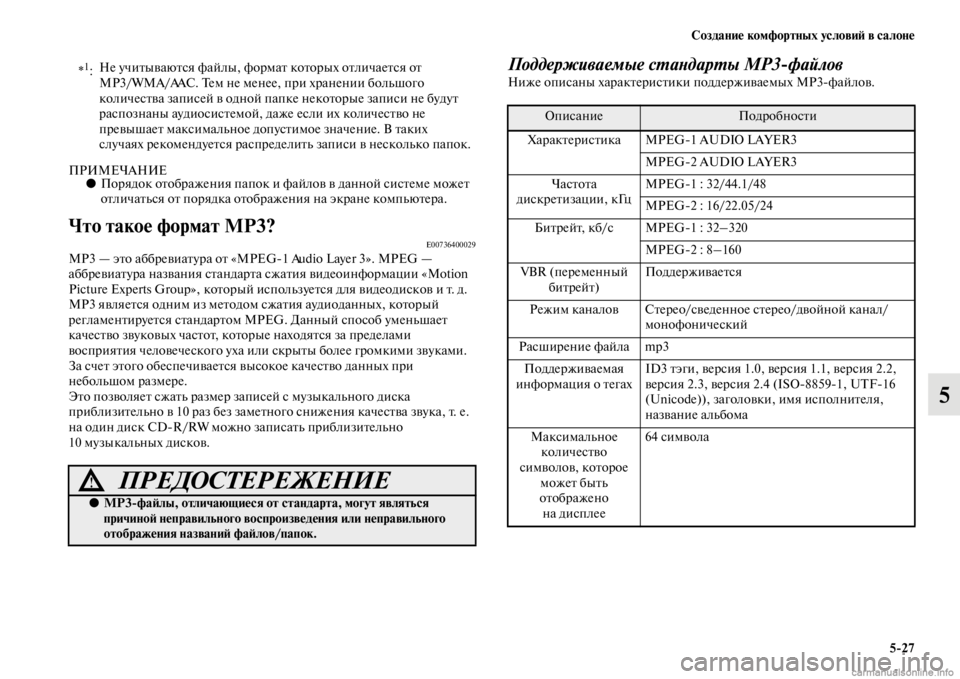 MITSUBISHI PAJERO 2016 Руководство по эксплуатации и техобслуживанию (in Russian) Создание комфортных условиЯ; в салоне5ЯK27
5
ПРИМЕЧАНИЕ●ПоF+ядок оFbобF+ажения папок и файлов в данной сисFbеме м MITSUBISHI PAJERO 2016 Руководство по эксплуатации и техобслуживанию (in Russian) Создание комфортных условиЯ; в салоне5ЯK27
5
ПРИМЕЧАНИЕ●ПоF+ядок оFbобF+ажения папок и файлов в данной сисFbеме м