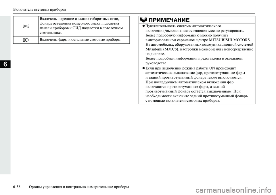 MITSUBISHI OUTLANDER PHEV 2014 Руководство по эксплуатации и техобслуживанию (in Russian) ВключатЧNль свЧNтовых приборов
658 Органы ЧbправлЧNния и контрольноизмЧNритЧNльныЧN приборы
6
ВключЧNны пЧNрЧNд MITSUBISHI OUTLANDER PHEV 2014 Руководство по эксплуатации и техобслуживанию (in Russian) ВключатЧNль свЧNтовых приборов
658 Органы ЧbправлЧNния и контрольноизмЧNритЧNльныЧN приборы
6
ВключЧNны пЧNрЧNд