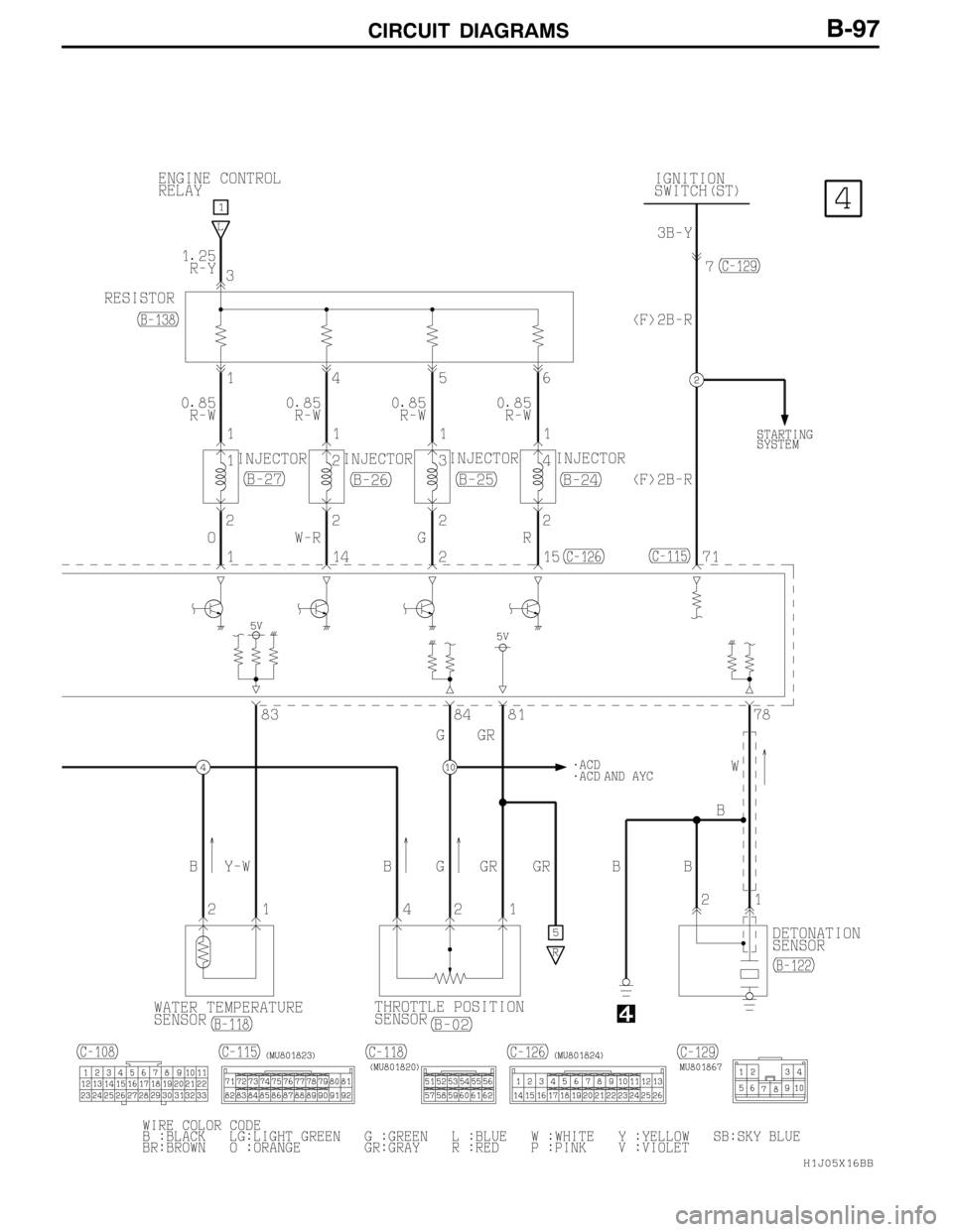 MITSUBISHI LANCER EVOLUTION 2007  Service Repair Manual CIRCUIT DIAGRAMSB-97 