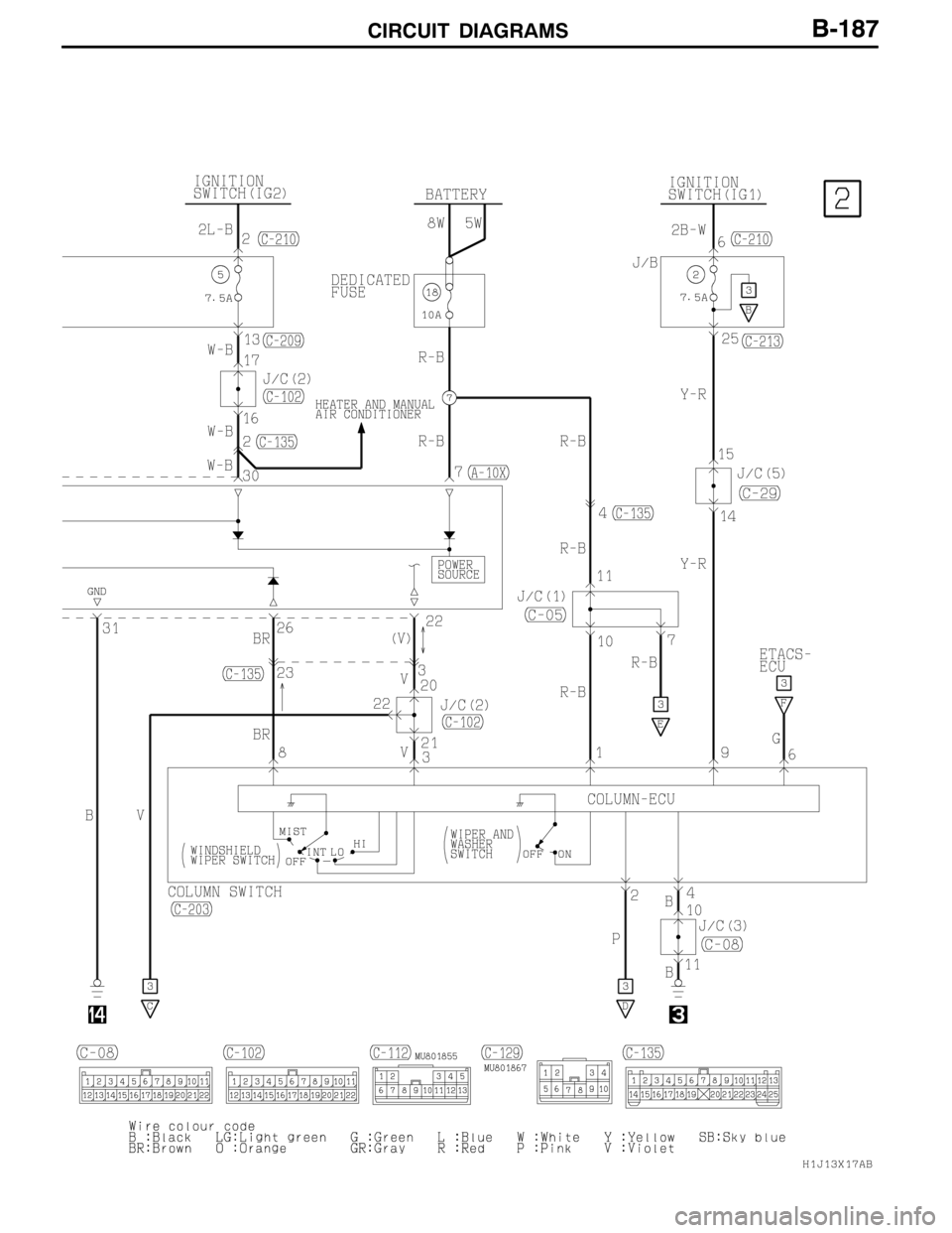 MITSUBISHI LANCER EVOLUTION 2007  Service Repair Manual CIRCUIT DIAGRAMSB-187 