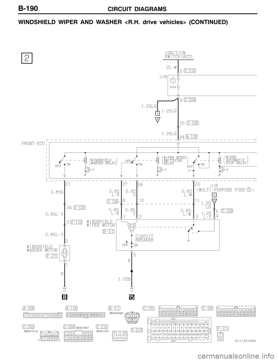 MITSUBISHI LANCER EVOLUTION 2007  Service Repair Manual CIRCUIT DIAGRAMSB-190
WINDSHIELD WIPER AND WASHER <R.H. drive vehicles> (CONTINUED) 