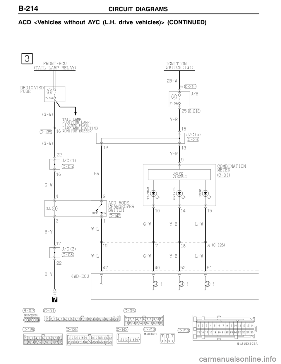 MITSUBISHI LANCER EVOLUTION 2007  Service Repair Manual CIRCUIT DIAGRAMSB-214
ACD <Vehicles without AYC (L.H. drive vehicles)> (CONTINUED) 