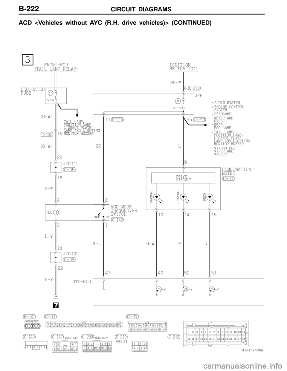 MITSUBISHI LANCER EVOLUTION 2007  Service Repair Manual CIRCUIT DIAGRAMSB-222
ACD <Vehicles without AYC (R.H. drive vehicles)> (CONTINUED) 