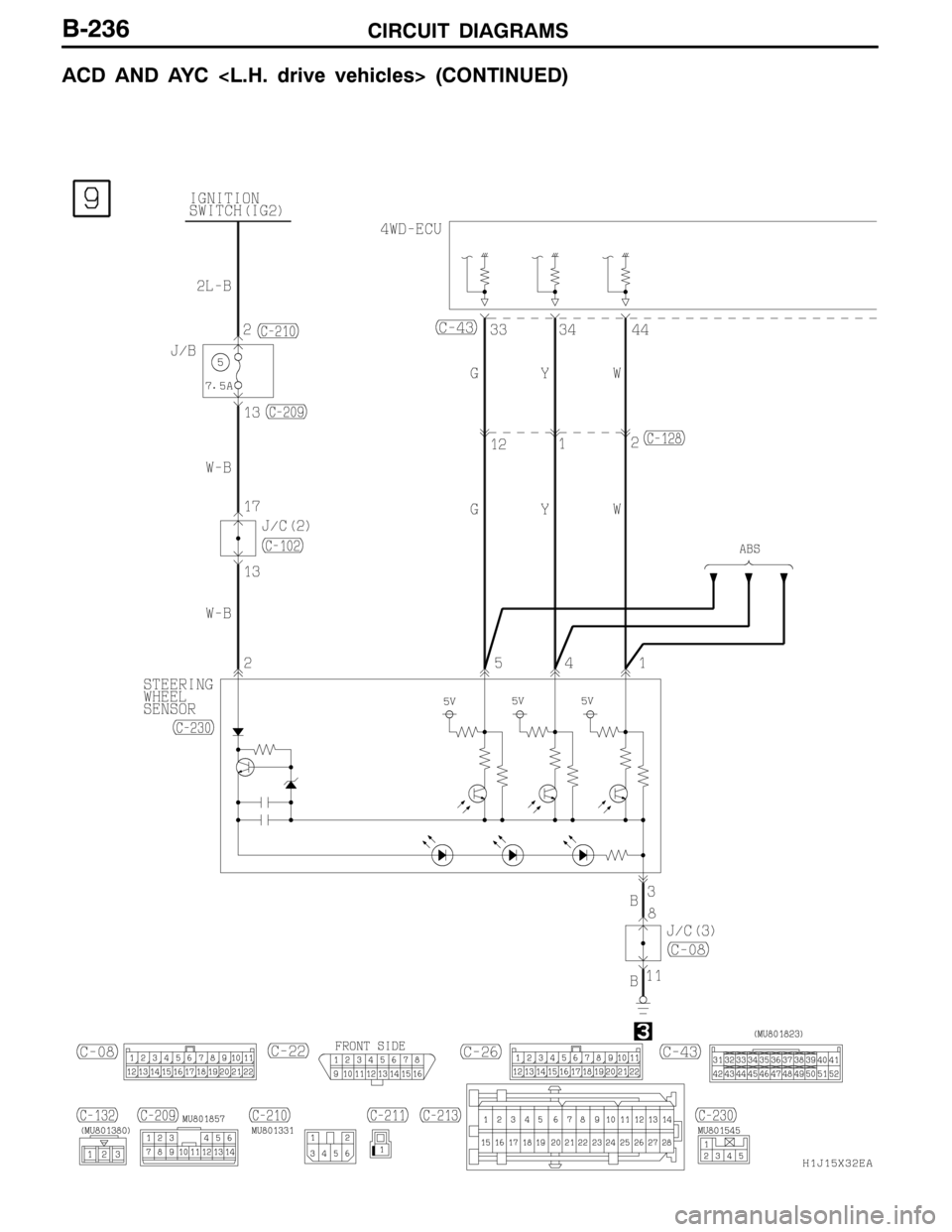 MITSUBISHI LANCER EVOLUTION 2007  Service Repair Manual CIRCUIT DIAGRAMSB-236
ACD AND AYC <L.H. drive vehicles> (CONTINUED) 