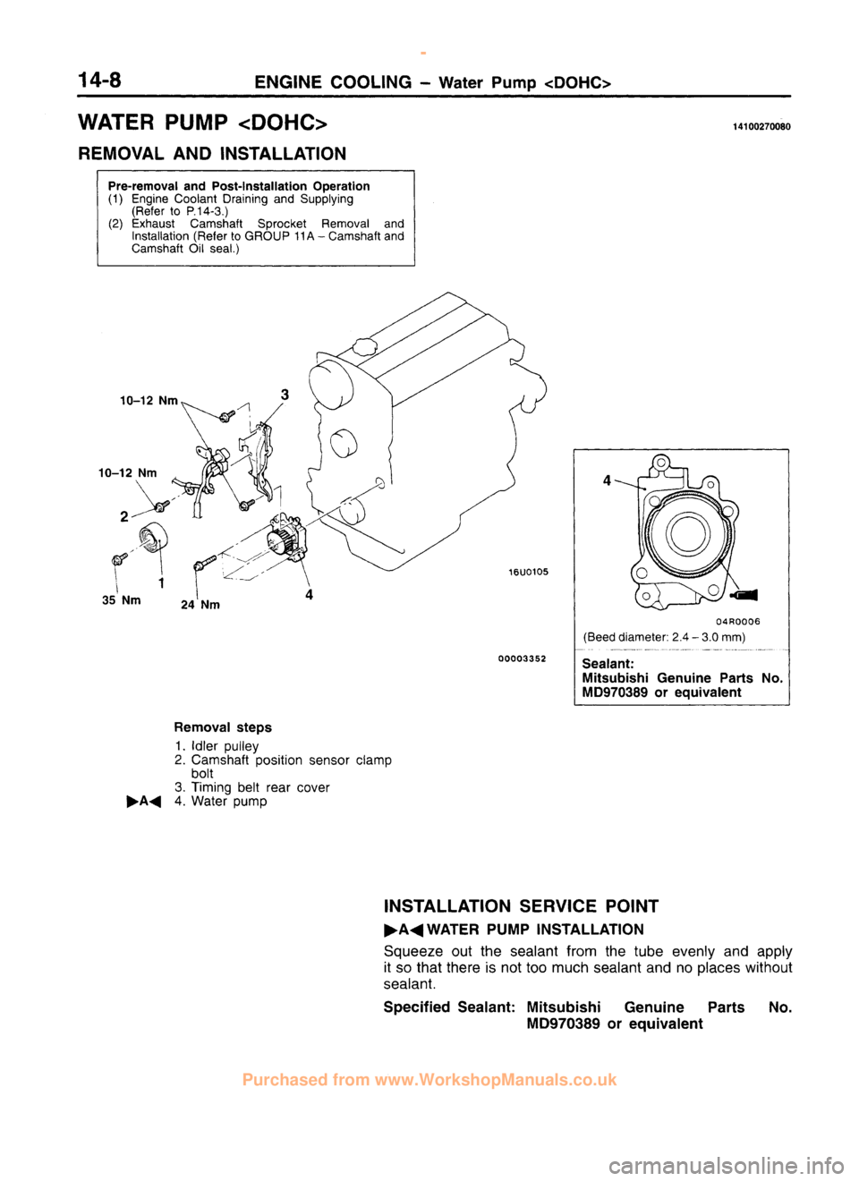 MITSUBISHI CARISMA 1995  Workshop Manual 
 
www.WorkshopManuals.co.uk

 
Purchased from www.WorkshopManuals.co.uk 