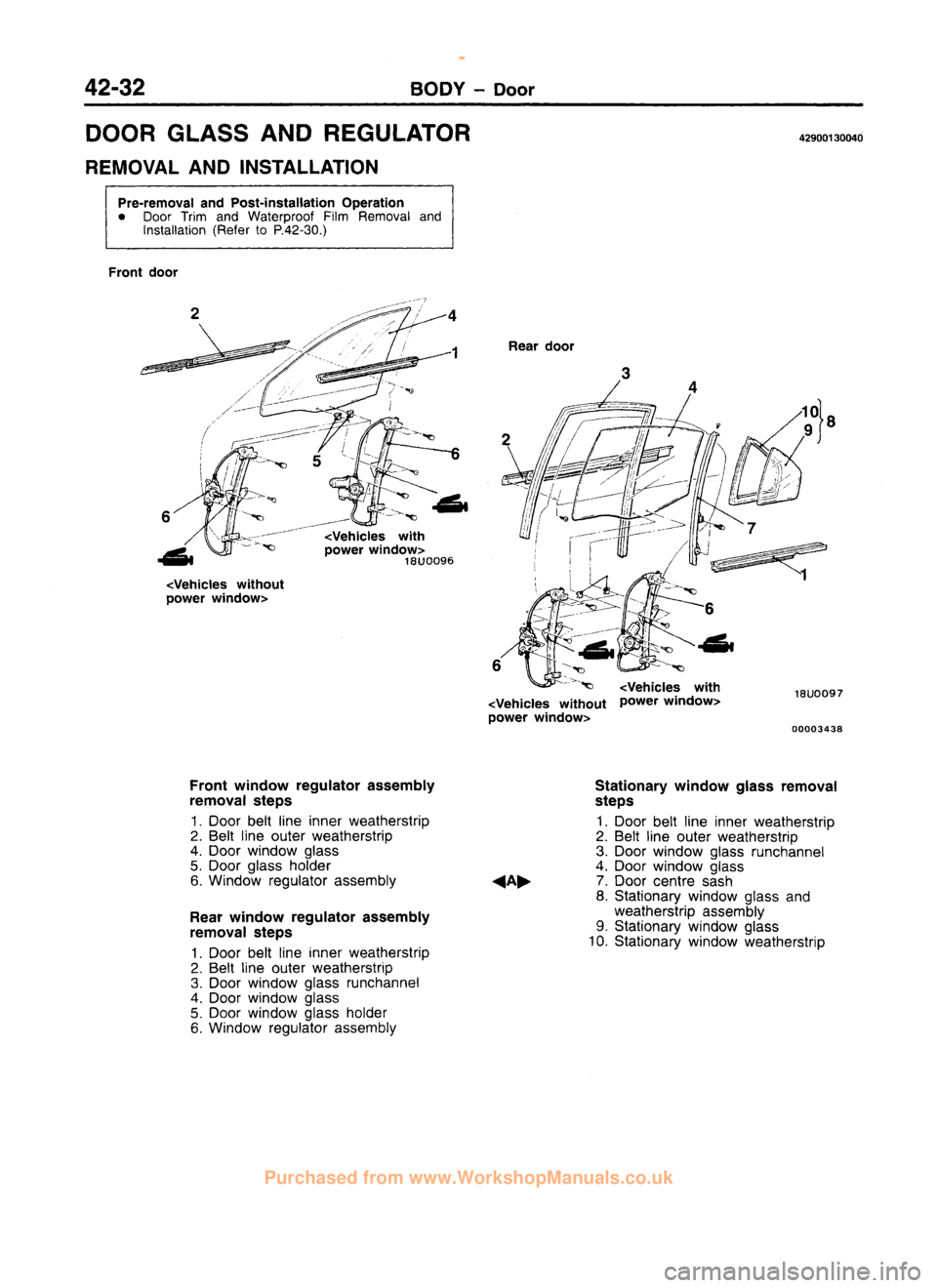 MITSUBISHI CARISMA 1995  Workshop Manual 
 
www.WorkshopManuals.co.uk

 
Purchased from www.WorkshopManuals.co.uk 