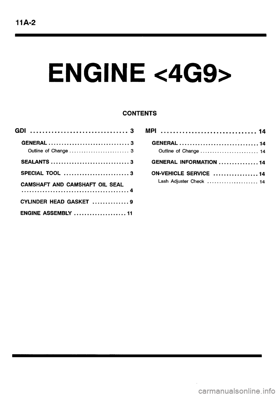 MITSUBISHI CARISMA 2001  Workshop Manual 