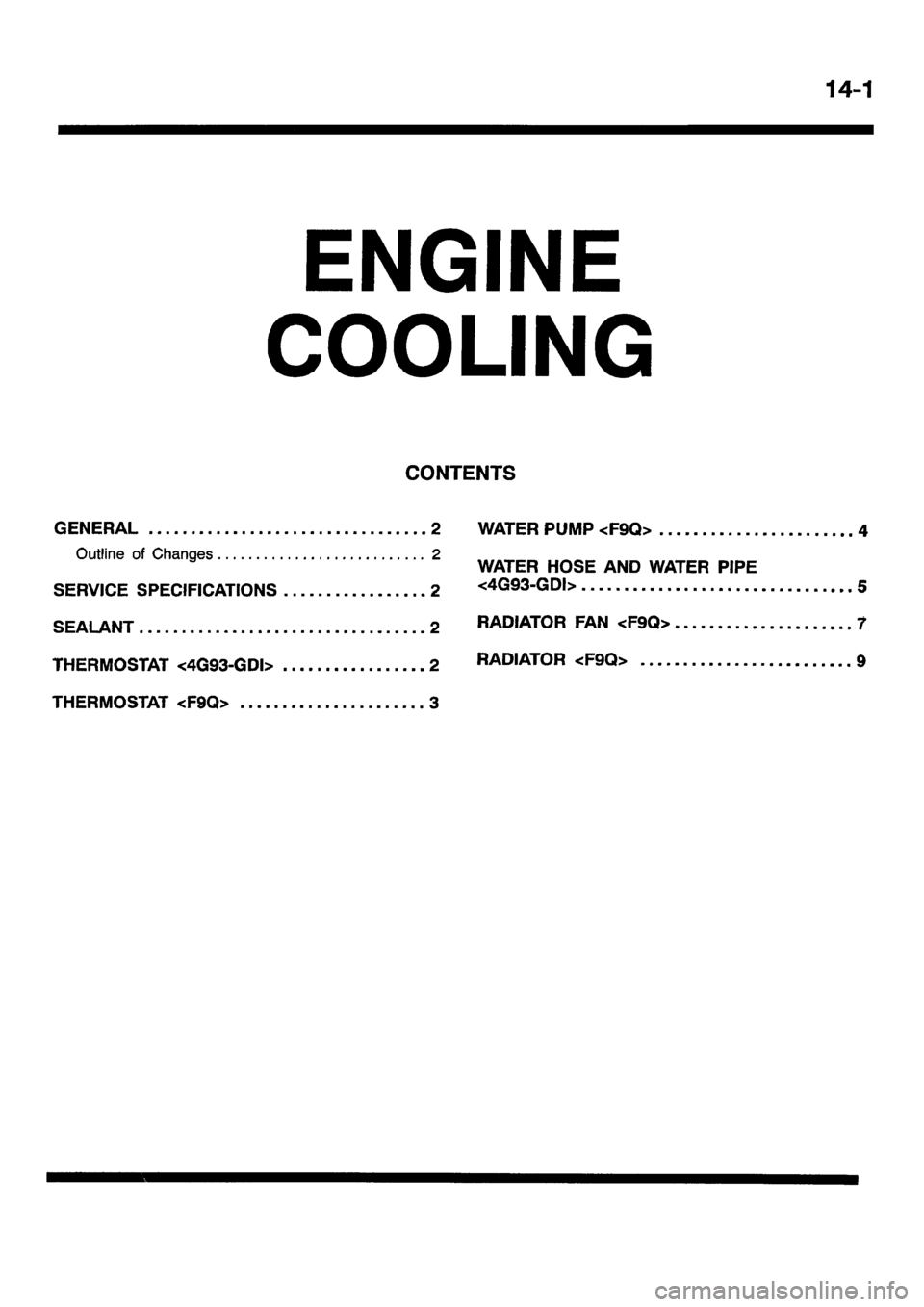 MITSUBISHI CARISMA 2001  Workshop Manual 