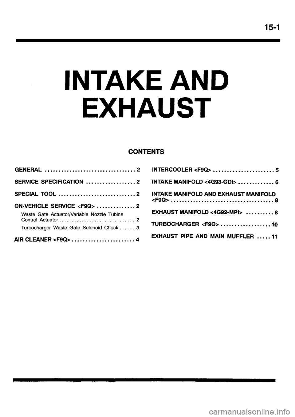 MITSUBISHI CARISMA 2001  Workshop Manual 