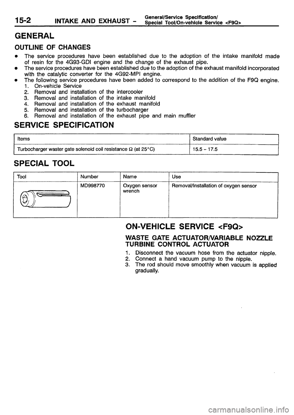 MITSUBISHI CARISMA 2001  Workshop Manual 