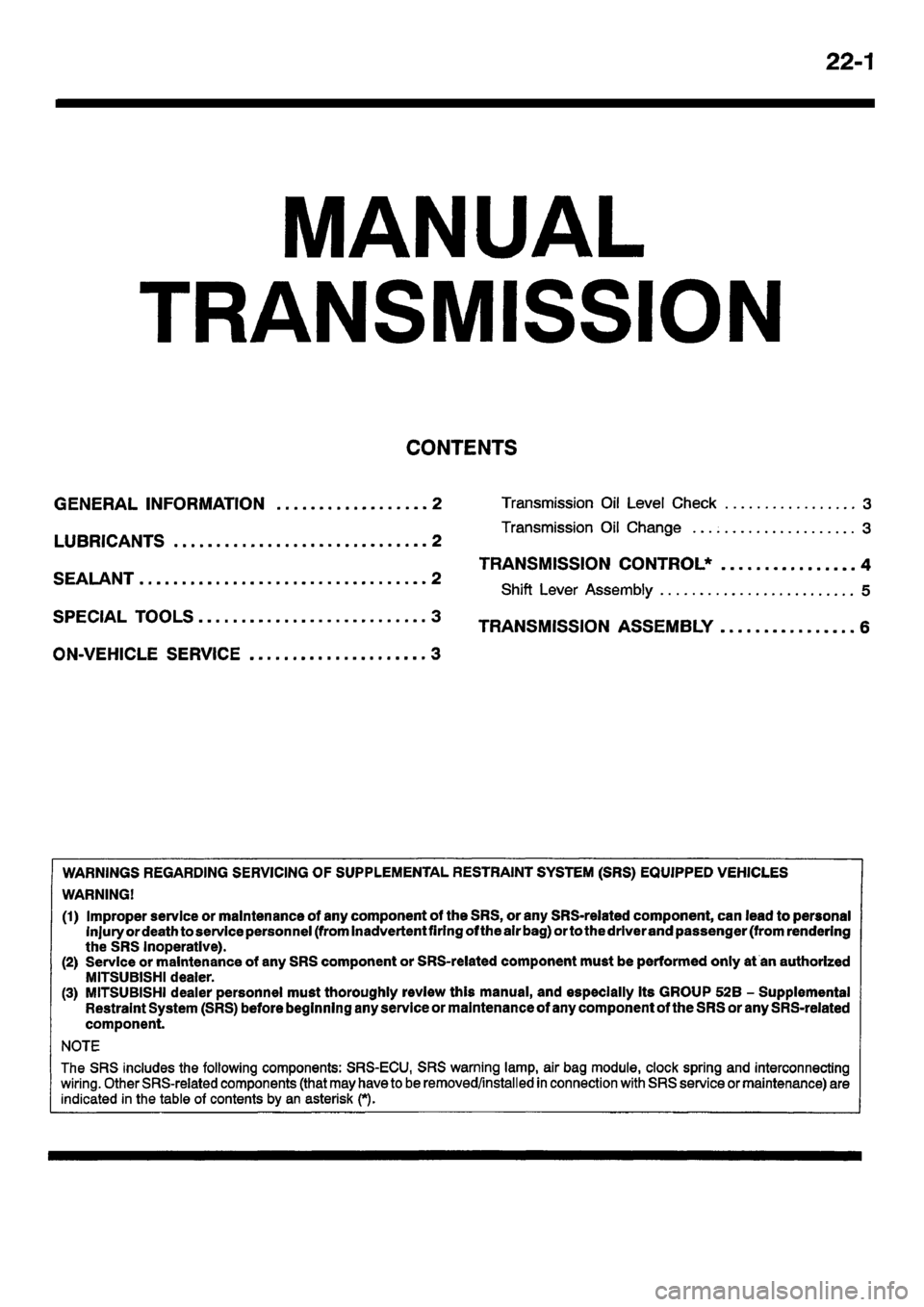 MITSUBISHI CARISMA 2001  Workshop Manual 