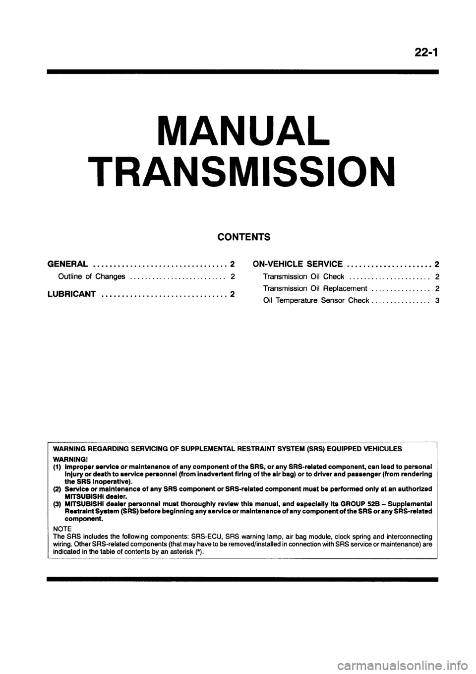 MITSUBISHI CARISMA 1998  Workshop Manual 