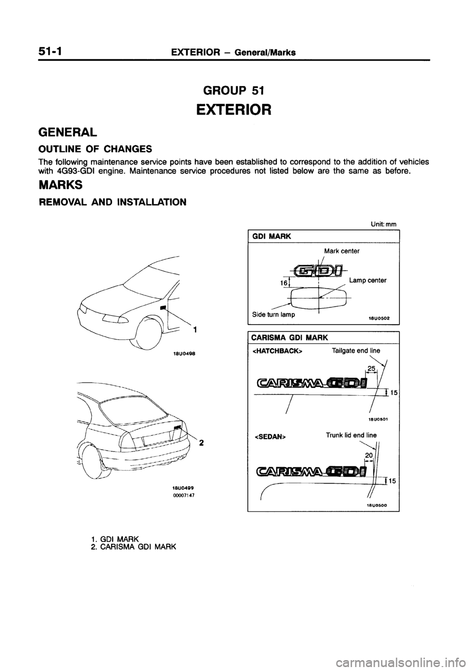 MITSUBISHI CARISMA 1998  Workshop Manual 