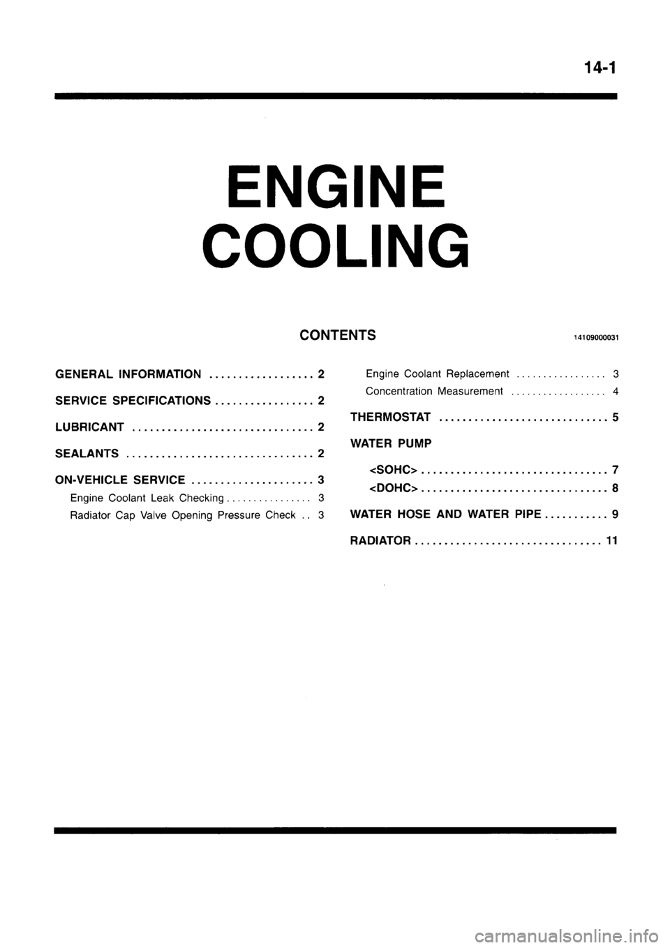 MITSUBISHI CARISMA 1996  Workshop Manual 