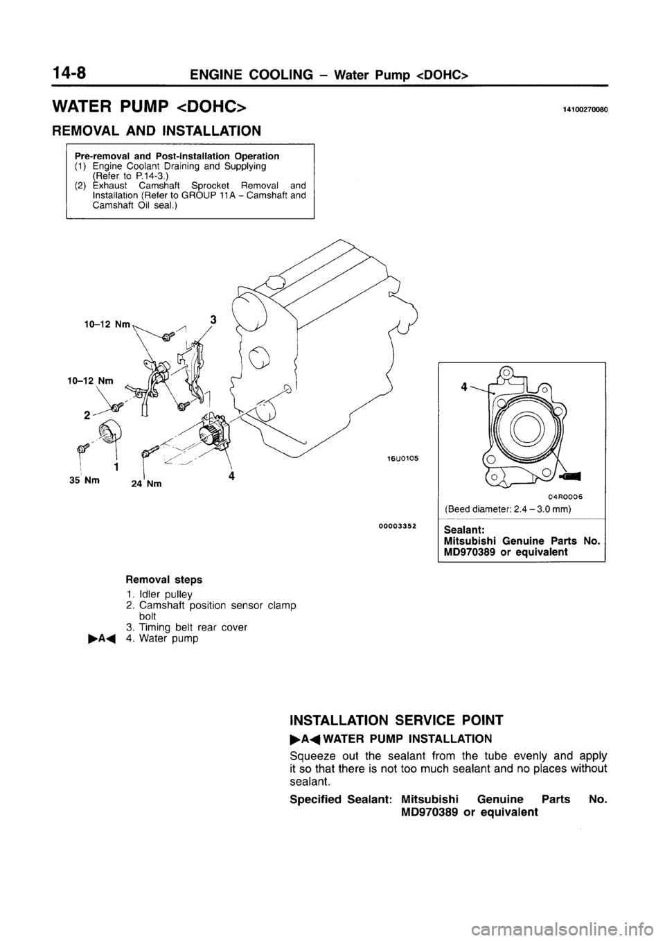 MITSUBISHI CARISMA 1996  Workshop Manual 