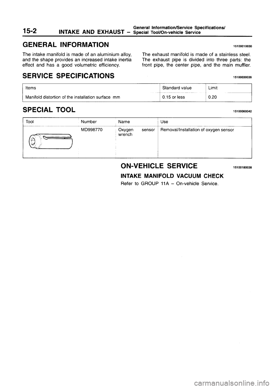 MITSUBISHI CARISMA 1996  Workshop Manual 