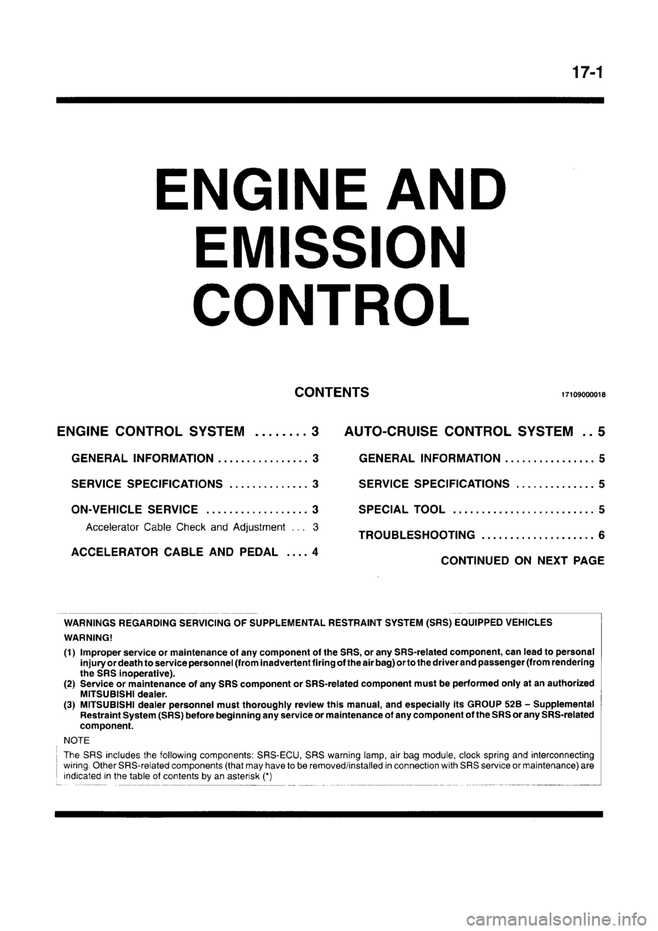 MITSUBISHI CARISMA 1996  Workshop Manual 
